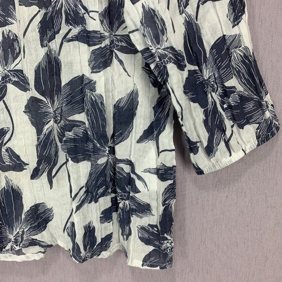 IMITZ Coton Tropical Floral Gauze Crinkle Blouse Size 38 - Picture 3 of 8
